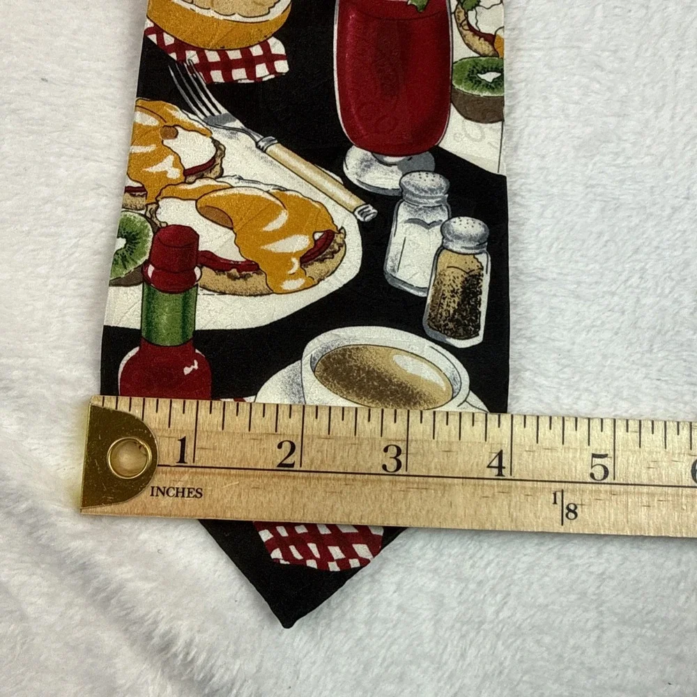 TABASCO for Breakfast Coffee Bagels Eggs Bacon Men's Novelty 100% Silk Tie